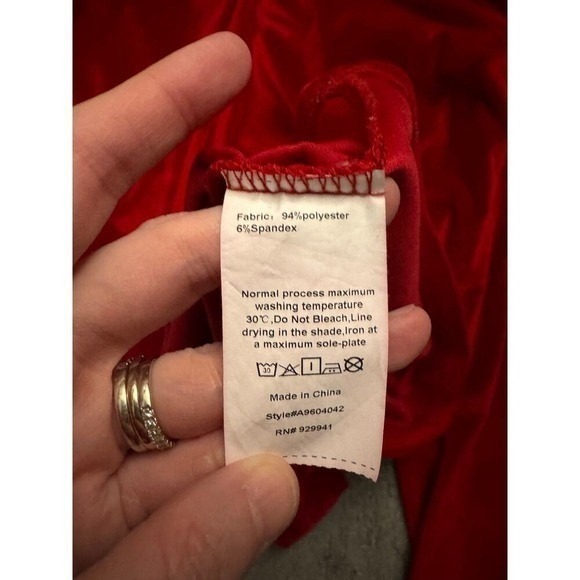Red Sexy Velour Ruched Mini Date Night Valentines Day Cocktail Dress Size M - Picture 8 of 9